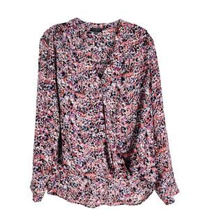 The Limited White and Orange Long Sleeve Blouse